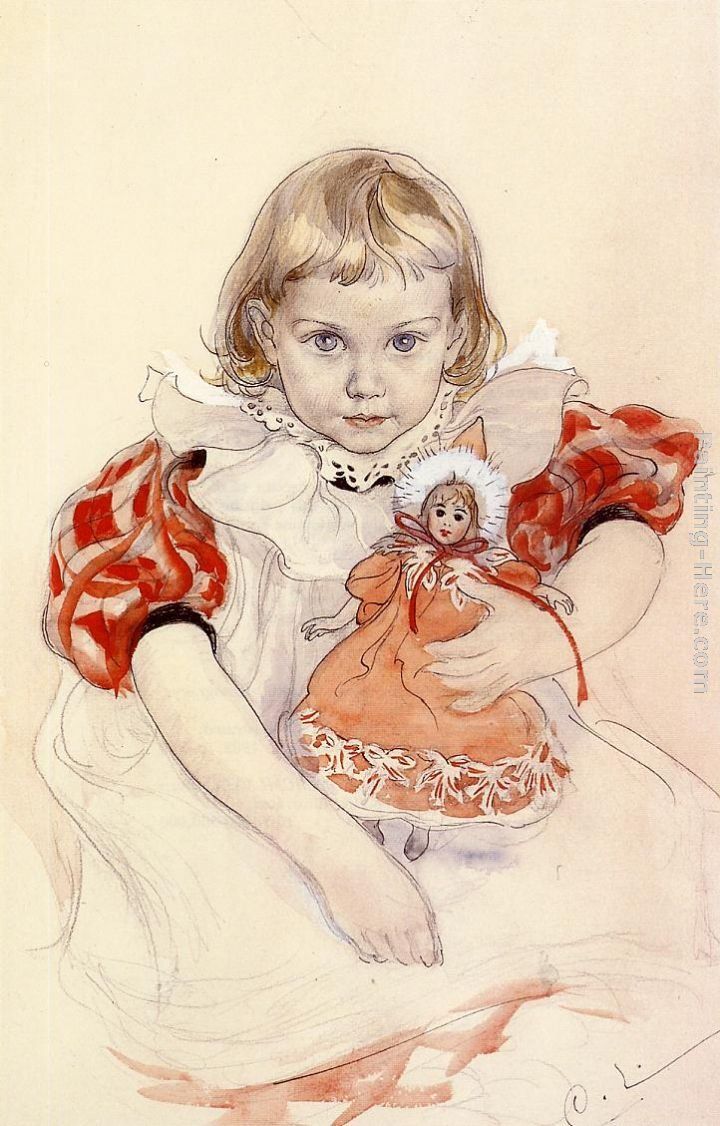 Carl Larsson A Young Girl with a Doll